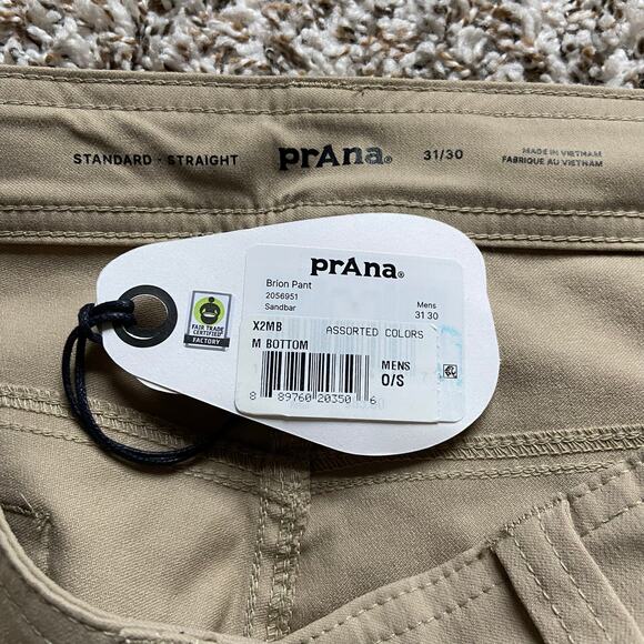 Prana Brion Pant Men's 31x30 Sandbar Standard Fit Straight Leg Stretch Fabric - Picture 5 of 9